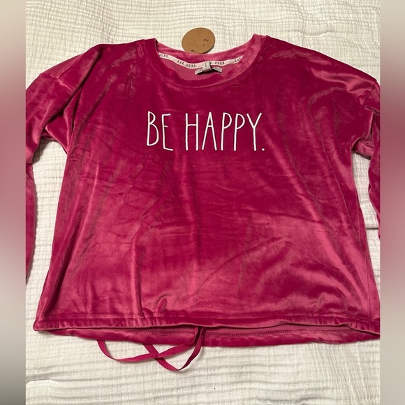 “Be Happy” Velour Drawstring Sweatshirt - NWT - Size L - Picture 11 of 12
